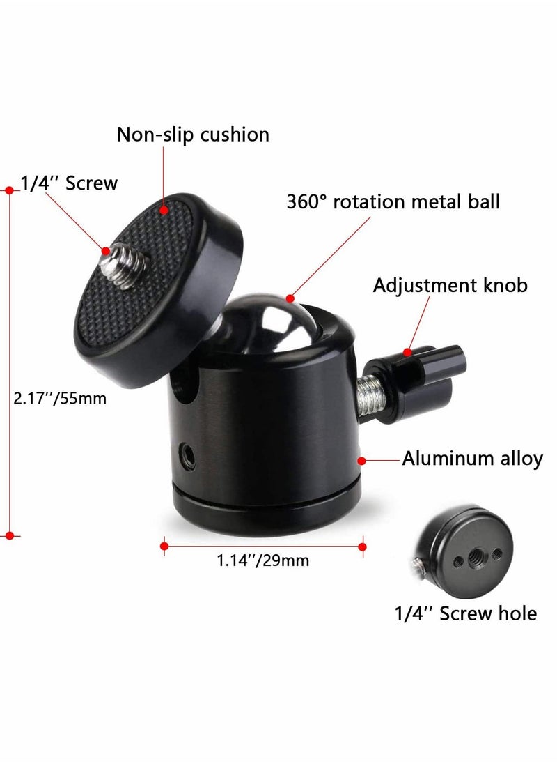 SYOSI - Mini Ball Head Screw Tripod Mount, Universal 1/4", Swivel 360 Degree Rotating Mount Base Adapter, for DSLR Cameras Tripods Monopods Camcorder Light Stand (2 Pack) - Image 1