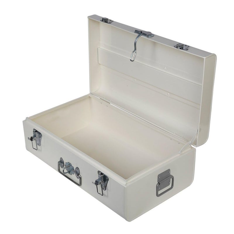 Elan ELAN Vintage Trunk Storage Chest Metal OffWhite Set of 2 Rectangular  - Image 3