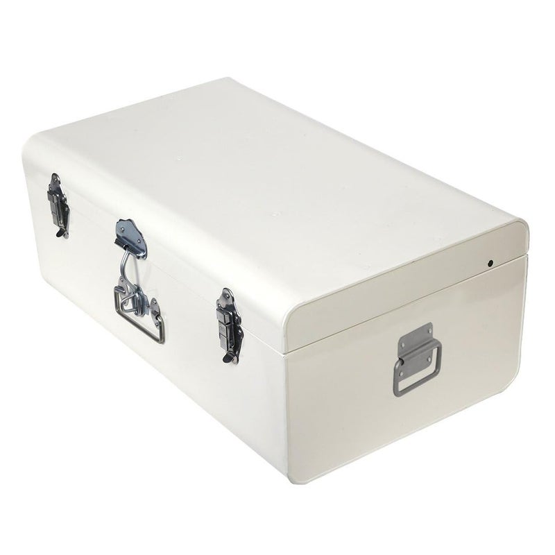 Elan ELAN Vintage Trunk Storage Chest Metal OffWhite Set of 2 Rectangular  - Image 5