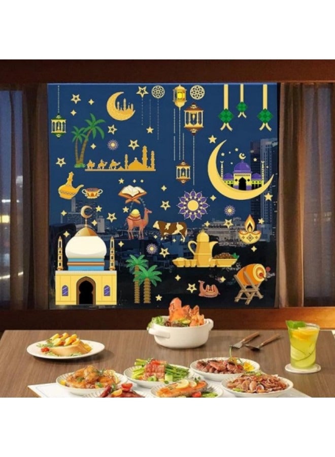 GGEROU Ramadan Window Stickers,Window Clings Eid Mubarak Window Stickers Party Supplies Decorations - Image 3