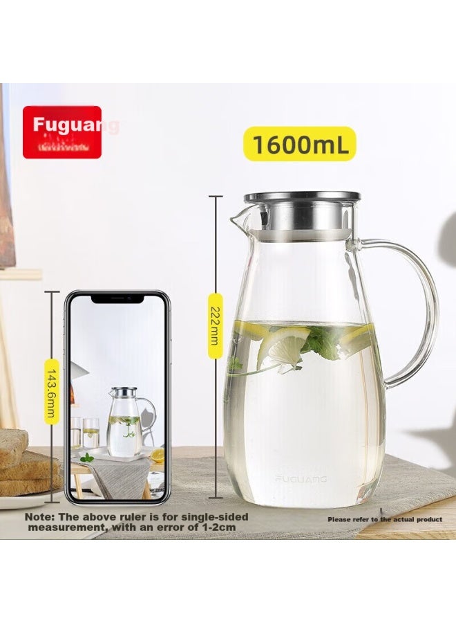 Tomimitsu Fuguang Large Capacity Glass Water Pitcher With High Temperature Resistance For Cold Water, Tea, Juice 1600ml Home Kettle - Image 1