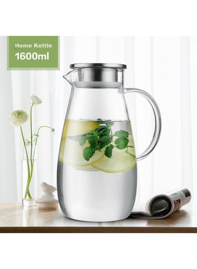 Tomimitsu Fuguang Large Capacity Glass Water Pitcher With High Temperature Resistance For Cold Water, Tea, Juice 1600ml Home Kettle - Image 2