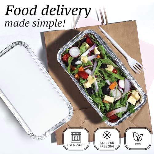 Spare Essentials (55 Pack Aluminum Loaf Pans with Lids 1.5 LB Disposable Bread Tins for Baking, Lunch Containers, Single Serve Baking Dishes - Foil Loaf Pans, Aluminum Bread Pans 7.8 x 4.3 x2 Inches - Image 3