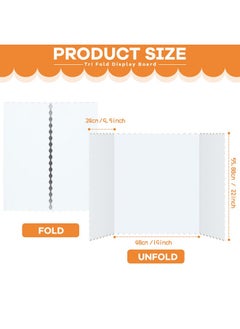Henoyso 12 Pieces Tri Fold Poster Boards,Lightweight Science Display Boards,Trifold Presentation Display Board For Science Fair Project(22 X 38 Inch,White)  - Image 2