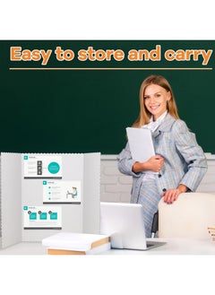 Henoyso 12 Pieces Tri Fold Poster Boards,Lightweight Science Display Boards,Trifold Presentation Display Board For Science Fair Project(22 X 38 Inch,White)  - Image 3