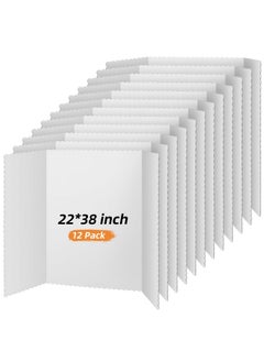 Henoyso 12 Pieces Tri Fold Poster Boards,Lightweight Science Display Boards,Trifold Presentation Display Board For Science Fair Project(22 X 38 Inch,White)  - Image 1