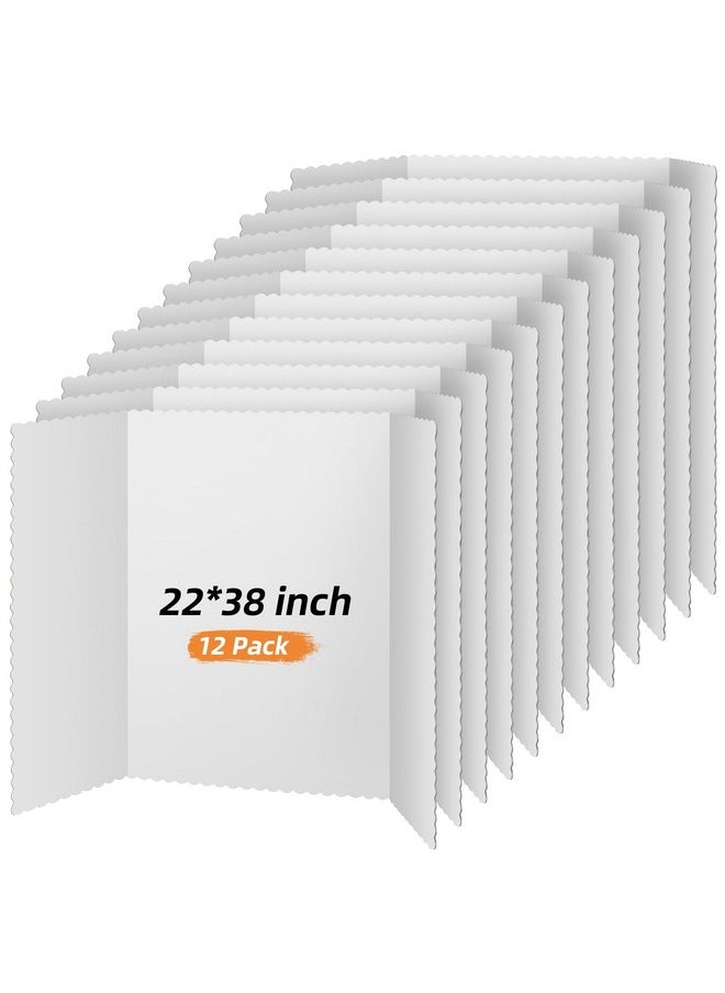 Henoyso 12 Pieces Tri Fold Poster Boards,Lightweight Science Display Boards,Trifold Presentation Display Board For Science Fair Project(22 X 38 Inch,White)  - Image 1