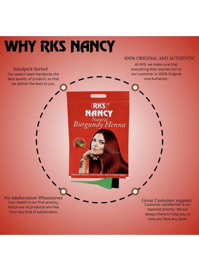 RKS Natural Nancy Hair Colour for Women & Men | Burgundy Herbal Hair Colour | 100% Herbal Henna Powder for Hair | Ammonia-free Hair Colour Powder - 400g (Pack of 2) - Image 5