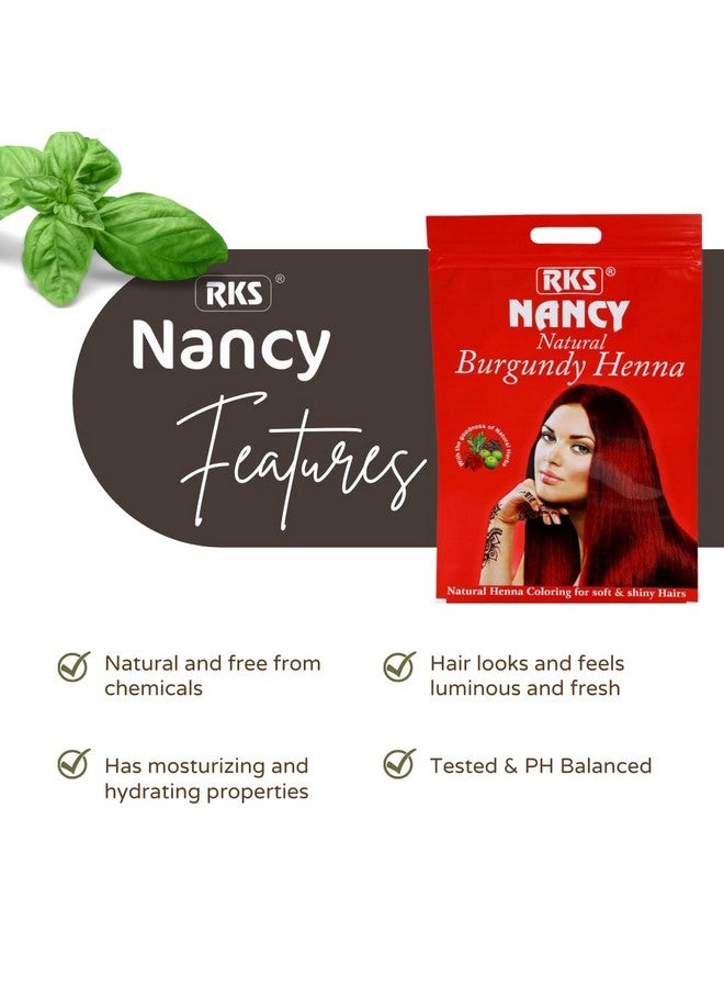 RKS Natural Nancy Hair Colour for Women & Men | Burgundy Herbal Hair Colour | 100% Herbal Henna Powder for Hair | Ammonia-free Hair Colour Powder - 400g (Pack of 2) - Image 4