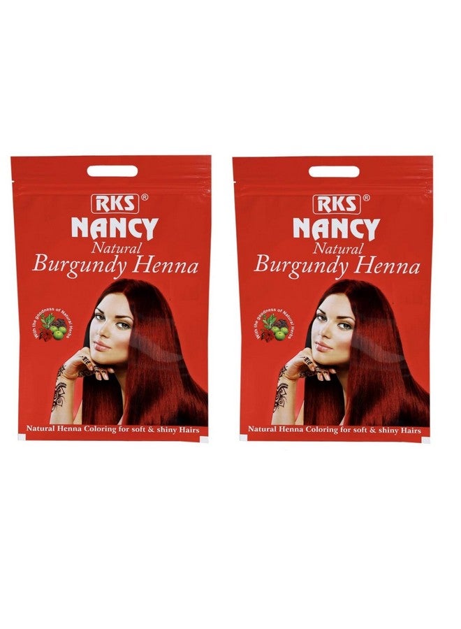RKS Natural Nancy Hair Colour for Women & Men | Burgundy Herbal Hair Colour | 100% Herbal Henna Powder for Hair | Ammonia-free Hair Colour Powder - 400g (Pack of 2) - Image 1