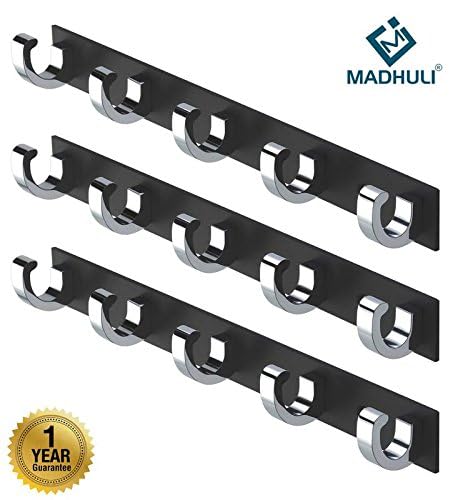 MADHULI Exclusive 5-hook Rail, Black, Powder Coated Glossy Finish - Image 4