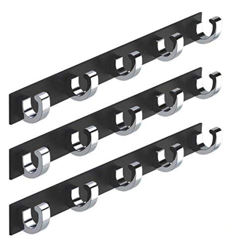 MADHULI Exclusive 5-hook Rail, Black, Powder Coated Glossy Finish - Image 1