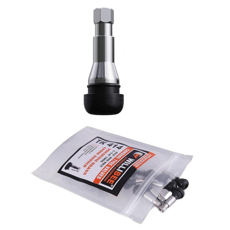 WILLIBEE TR414 Tyre Valve Stem Brass, EPDM Rubber & Chrome Alloy Tubeless Tire Valve Stem for Car (CTR414-100Pcs) - Image 1