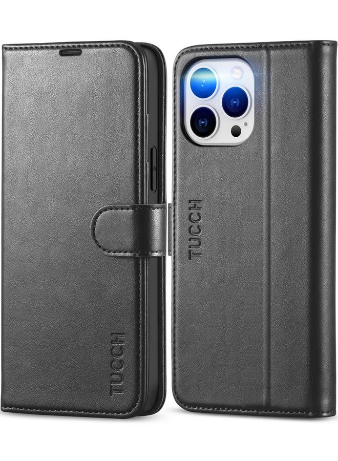 TUCCH Case for iPhone 13 Pro Max Wallet Case, RFID Blocking Card Slot Stand Phone Case with [Shockproof TPU Interior Case], PU Leather Magnetic Flip Cover Compatible with iPhone 13 Pro Max 6.7", Black - Image 1