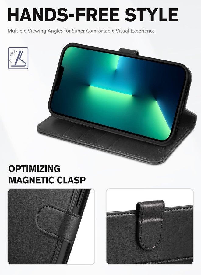 TUCCH Case for iPhone 13 Pro Max Wallet Case, RFID Blocking Card Slot Stand Phone Case with [Shockproof TPU Interior Case], PU Leather Magnetic Flip Cover Compatible with iPhone 13 Pro Max 6.7", Black - Image 4