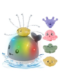 Whale Baby Bath Toys Light Up Water Spray Bath Time Toys Fountain for Toddlers Kids Sprinkler Bathtub Toys for Boys Girls in Bathroom Grey