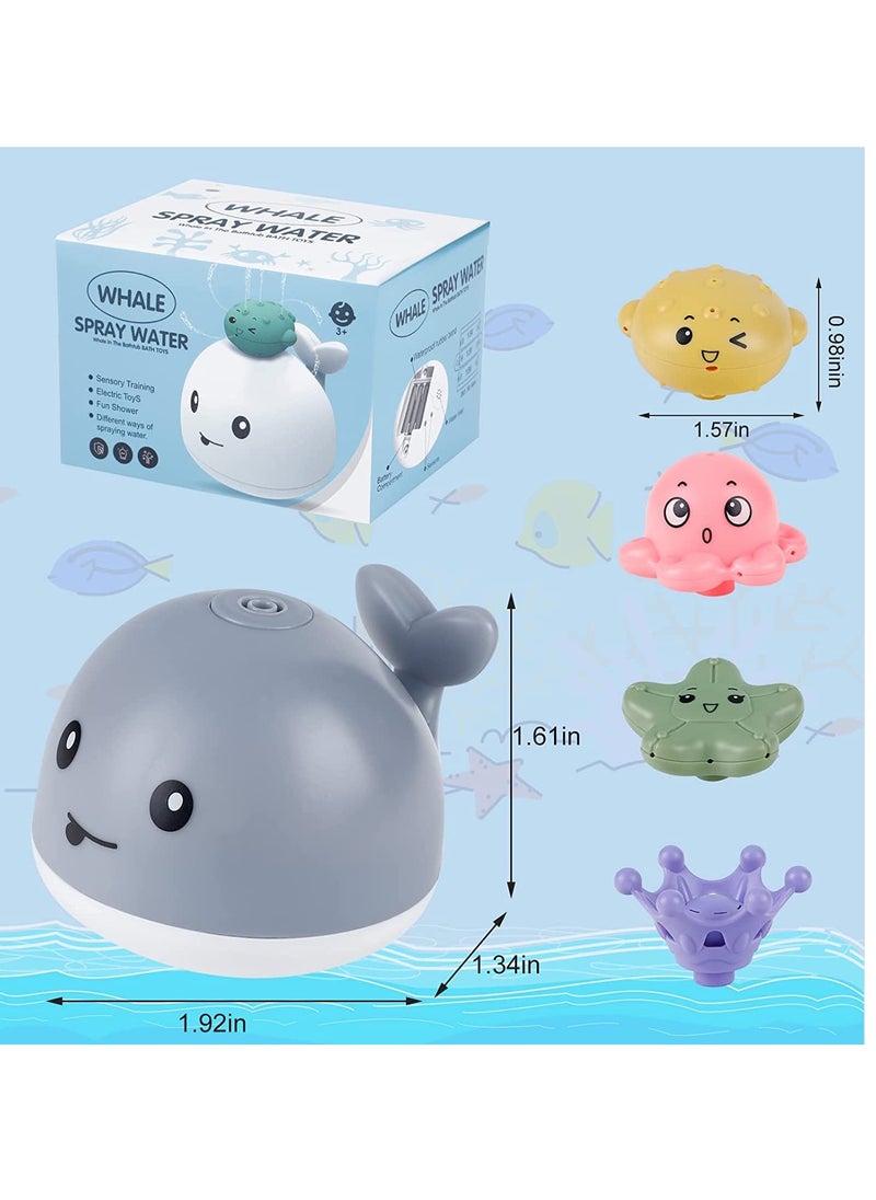 SYOSI - Whale Baby Bath Toys Light Up Water Spray Bath Time Toys Fountain for Toddlers Kids Sprinkler Bathtub Toys for Boys Girls in Bathroom Grey - Image 1