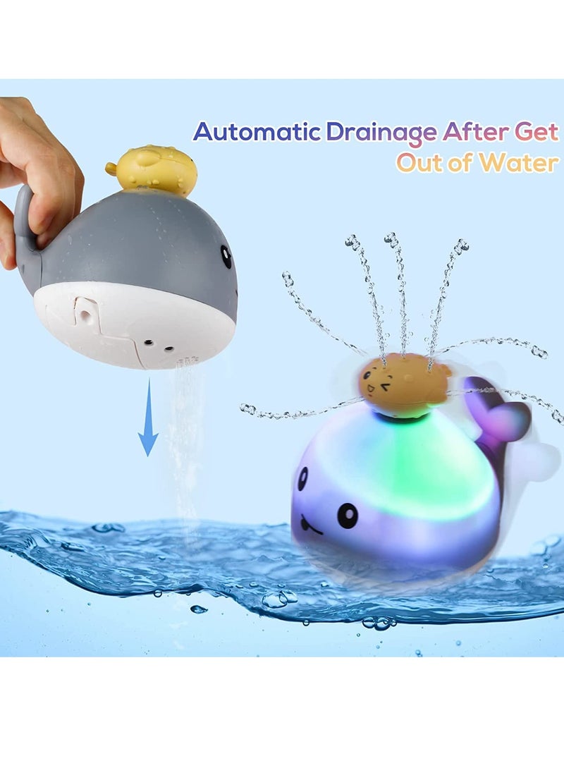 SYOSI - Whale Baby Bath Toys Light Up Water Spray Bath Time Toys Fountain for Toddlers Kids Sprinkler Bathtub Toys for Boys Girls in Bathroom Grey - Image 1