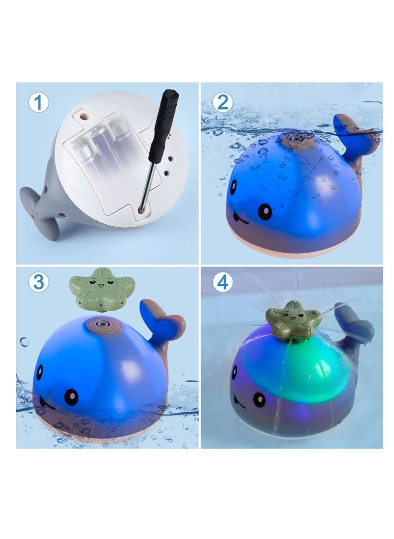SYOSI - Whale Baby Bath Toys Light Up Water Spray Bath Time Toys Fountain for Toddlers Kids Sprinkler Bathtub Toys for Boys Girls in Bathroom Grey - Image 1