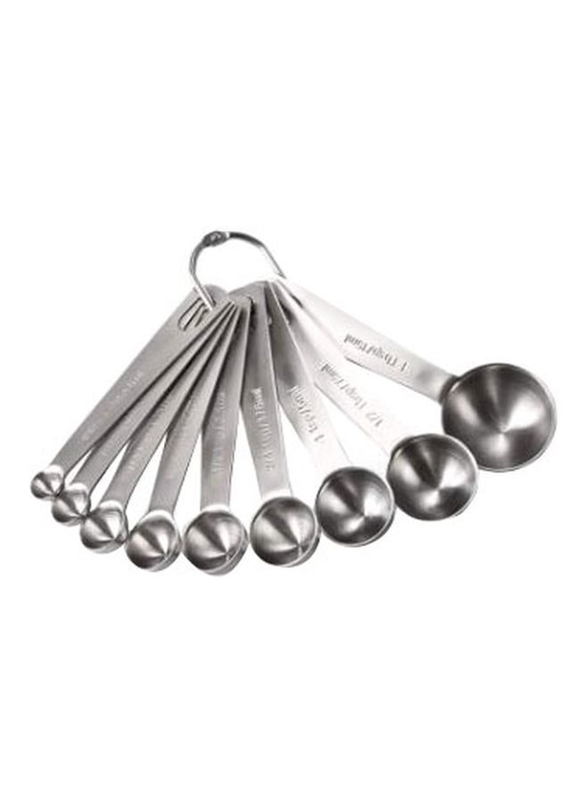 NIBEMINENT 9-Piece Stainless Steel Measuring Spoon Silver 0.68, 1.25, 2.5, 3.75, 5, 7.5, 10, 15, 20ml