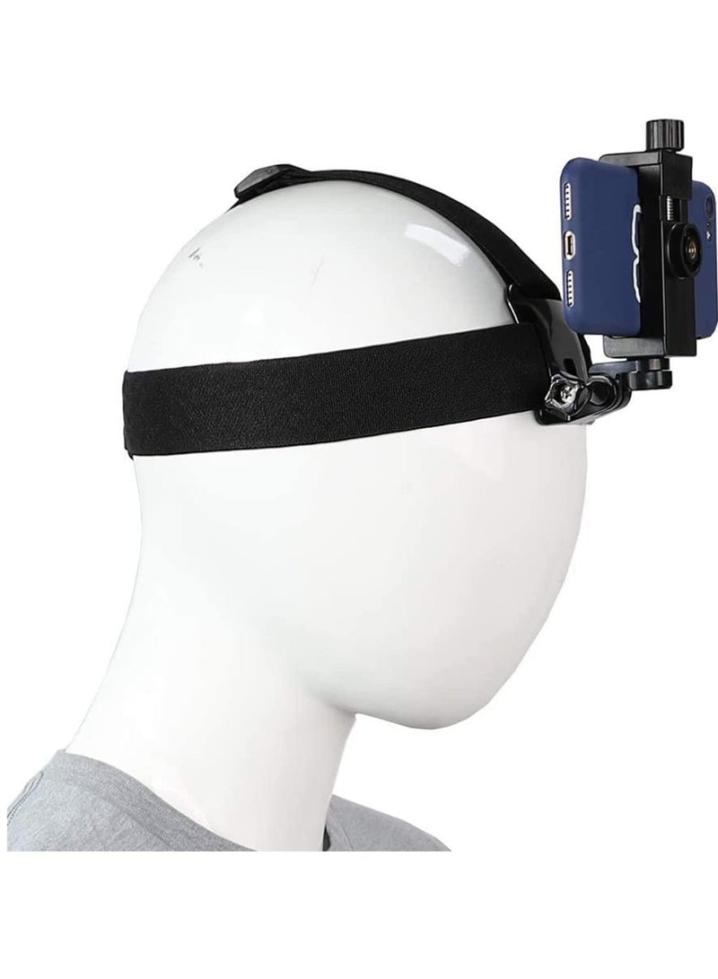 Head-Mounted Mobile Phone Holder, Head Strap Holder Kit, First-Person View Video Shooting Bracket with Phone Clip(4"-7"), for Filming Video Compatible for iPhone Smartphones and Action Camera - Image 1
