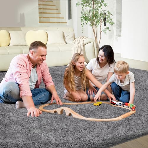 Fairblink Ultra Soft Rug for Living Room, 4X6 Fluffy Shag Area Rug for Bedroom, Modern Shaggy Carpets Fuzzy Rug for Teens Dorm Nursery Home Decor Aesthetic, Upgrade Anti-Skid Durable, Grey - Image 5