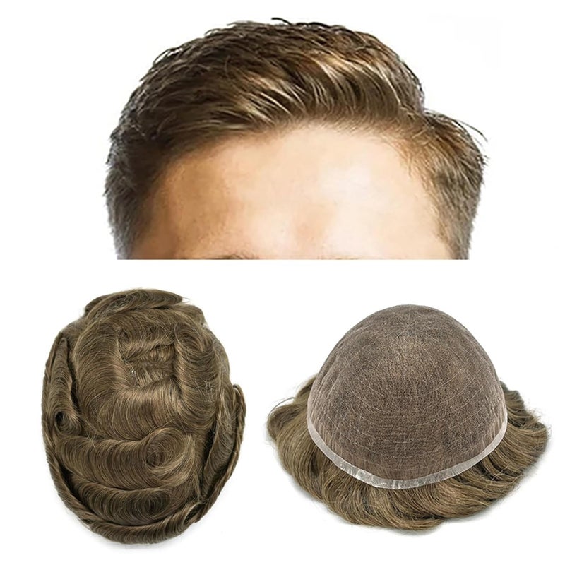 Full Lace Toupee for Men Human Hair System Men Hair Piece French Lace Male Hair Repalcement for Men Hair Pieces For Man 18 Medium Blonde 8x10120 Medium Light to Medium Density