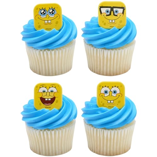 DecoPac SpongeBob SquarePants Mood Faces Rings SpongeBob Cupcake Decorations Featuring SpongeBob SquarePants Yellow 24 Pack - Image 1