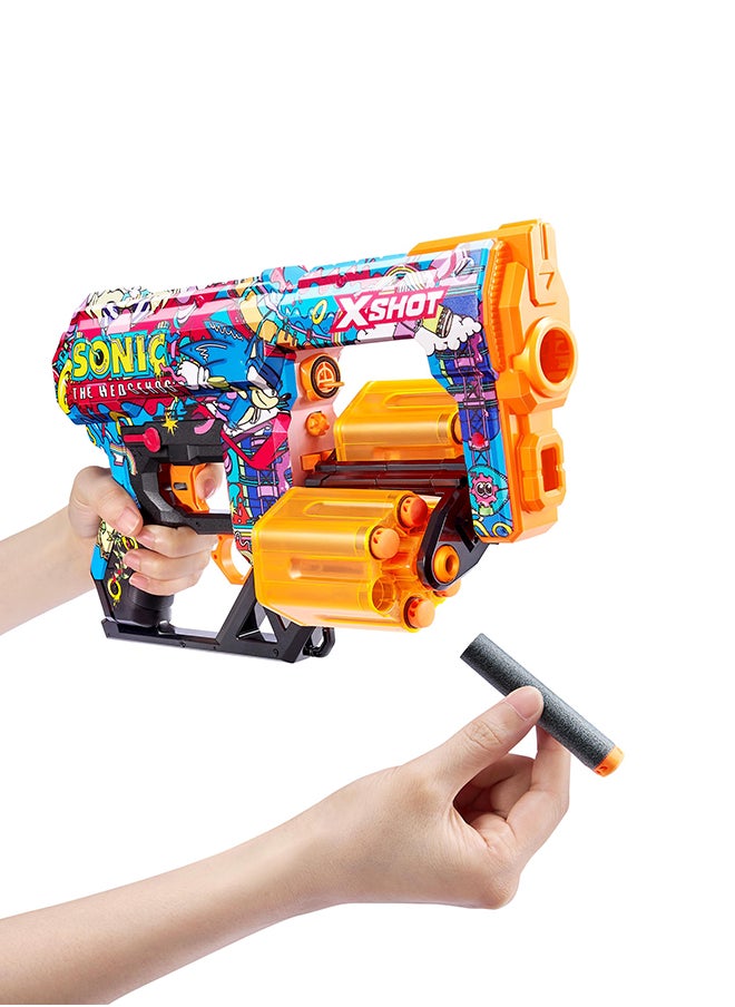 Zuru X-Shot - أسطوانات سكينز دريد سونيك ١٢ - روبوتنيك - لعبة تصويب حركية للأطفال، المراهقين، البالغين، الأولاد والبنات، أنشطة العطلات الخارجية، هدايا للأطفال من عمر ٨ فما فوق - Image 1