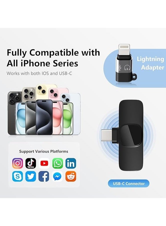 نواكيي ميكروفونات لاسلكية 3 في 1 من نوع Lavalier لأجهزة iPhone و iPad و Android والكاميرات وميكروفون USB-C وبطارية تدوم 7 ساعات وميكروفون صغير مزود بخاصية تقليل الضوضاء لتسجيل الفيديو والمدونات المرئية و YouTube و TikTok - Image 4