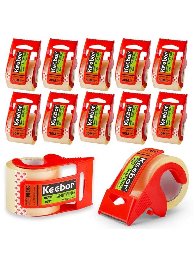 Keebor Packing Tape With Dispenser Keebor 12 Rolls Clear Shiping Packaging Tape For Mailing Wrapping Quiet Unwind 2'' X 32.8 Yd 1.5'' Core  - Image 2