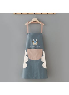 Wholesale kitchen waterproof cartoon girl long-sleeved coverall oil-proof thickened erasable hand apron adult autumn and winter overallsFortune Deer Apron-Blue Fortune Deer Apron-Blue