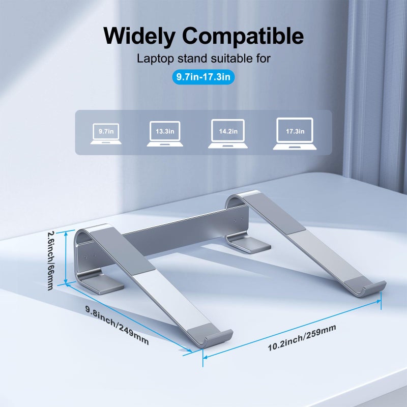 MOKURU Laptop Stand for Desk, Aluminum Laptop Riser, Ergonomic Computer Stand Compatible with for MacBook Pro/Air, Dell, HP, Lenovo, 10-17.3'' (Silver) - Image 5