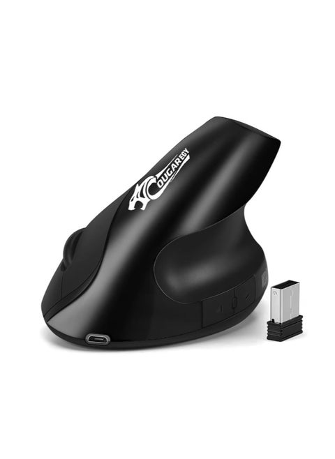 COUGAR-EGY Vertical Ergonomic Mouse, Rechargeable,Wireless, Bluetooth or Logi Bolt USB receiver, Quiet clicks, 4 buttons, compatible with Laptop, PC (E1900)