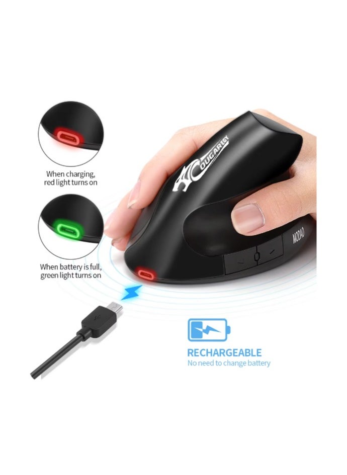 COUGAR-EGY Vertical Ergonomic Mouse, Rechargeable,Wireless, Bluetooth or Logi Bolt USB receiver, Quiet clicks, 4 buttons, compatible with Laptop, PC (E1900)