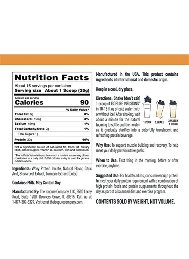 Isopure Protein Powder, Clear Whey Isolate Protein, Post Workout Recovery Drink Mix, Gluten Free with Zero Added Sugar, Infusions- Pineapple Orange Banana, 36 Servings  - Image 2