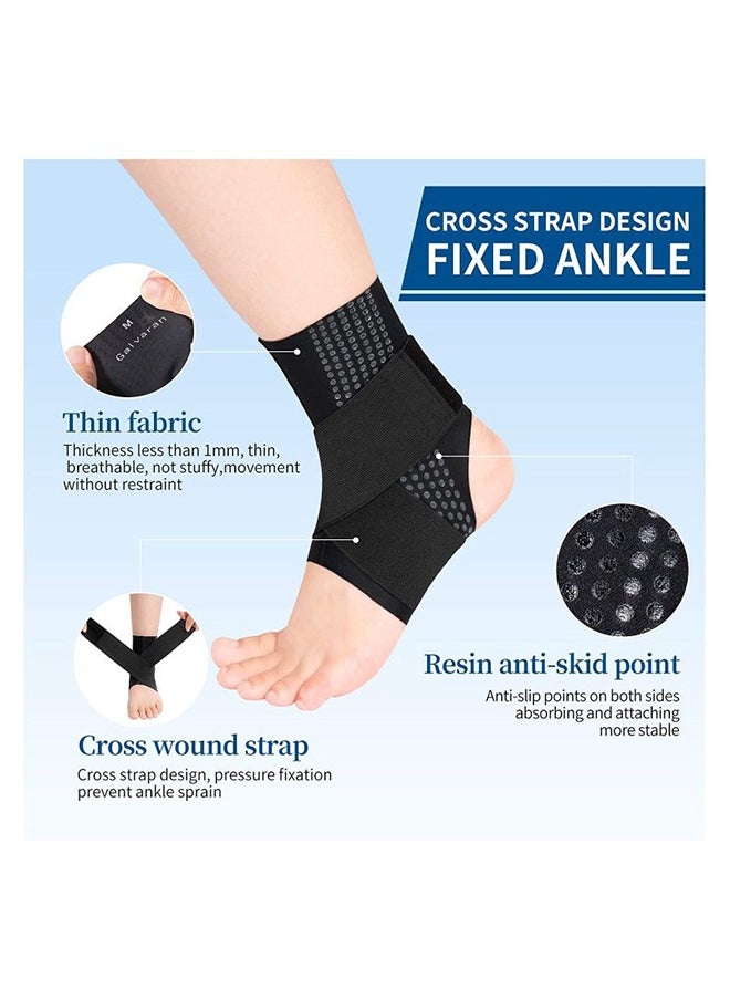 ماركة غير محددة Ankle Braces, Ultra Thin Breathable Adjustable Nonslip Compression Ankle Braces for Plantar Fasciitis Stabilizing Ligaments, Sports Injury Recovery Straps for Ankle Sprain Rehabilitation (Black M)  - Image 2