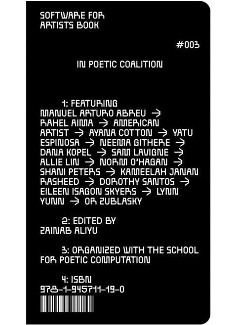 Software for Artists Book: School(s) for Poetic Computation