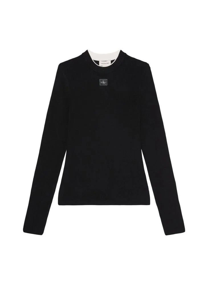 Calvin Klein Jeans  Textured Knit Long Sleeve Top for Women | Best Price UAE