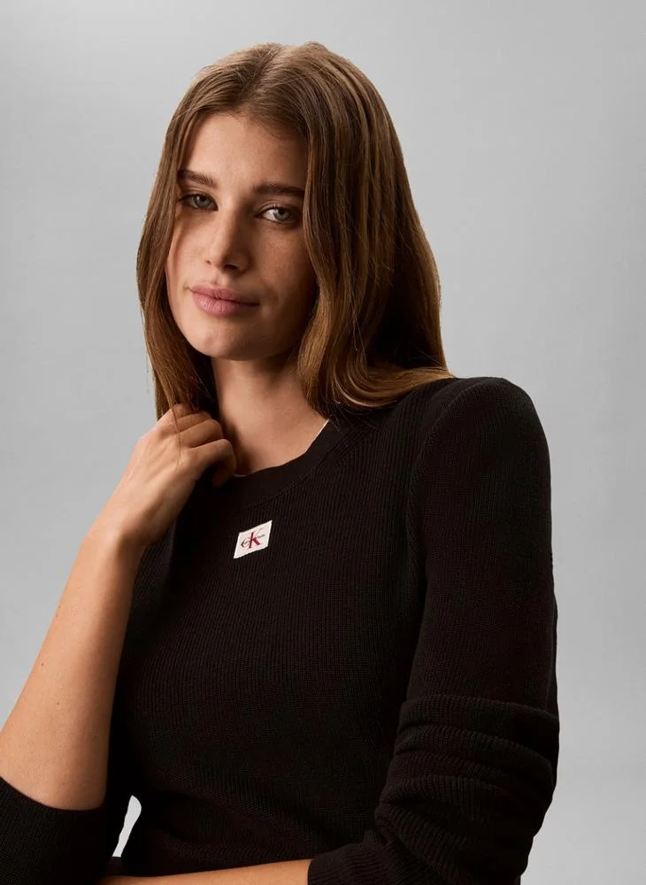 Calvin Klein Jeans  Textured Knit Long Sleeve Top for Women | Best Price UAE