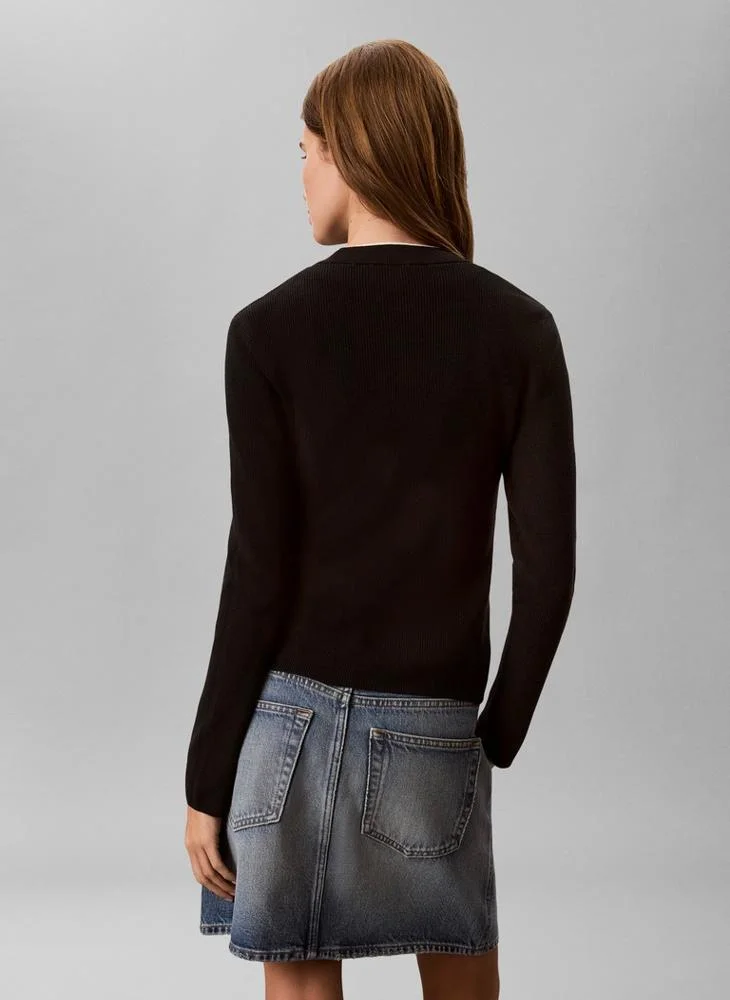 Calvin Klein Jeans Textured Knit Long Sleeve Top
