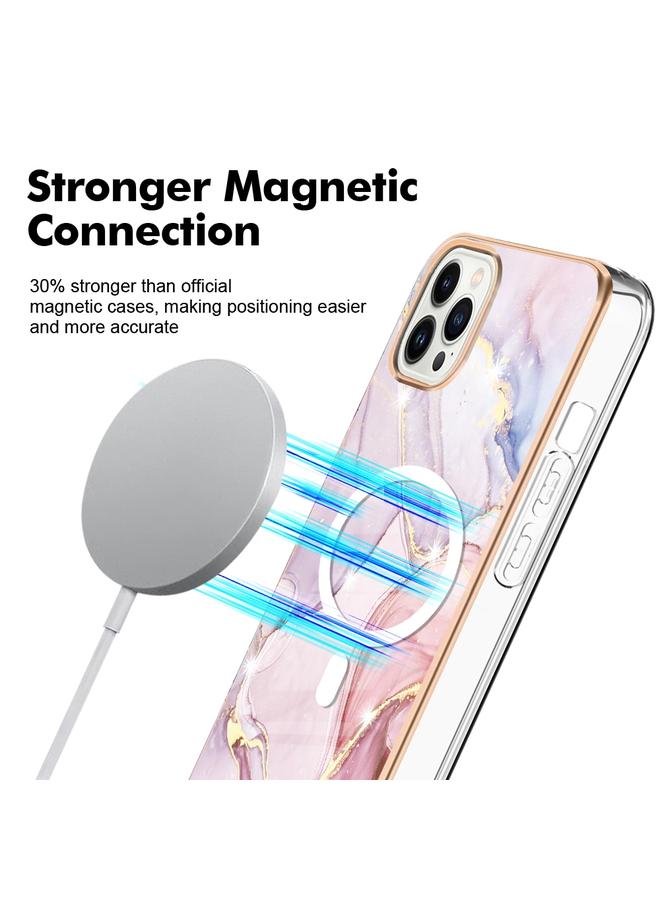 اس-توب جراب لهاتف iPhone 14 Pro بنمط رخامي، جراب هاتف IMD Magsafe TPU مزدوج الجوانب - Image 2