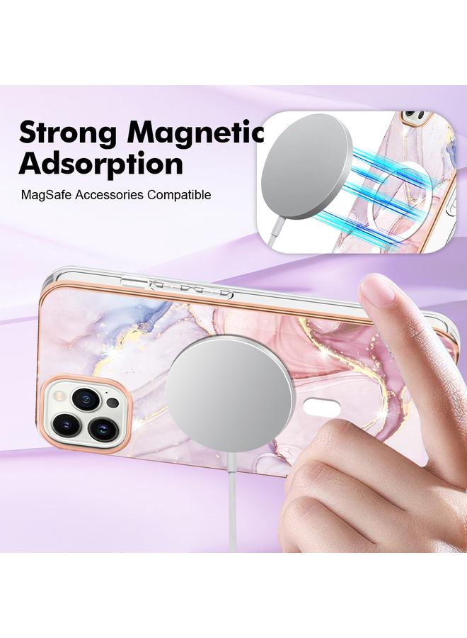 اس-توب جراب لهاتف iPhone 14 Pro بنمط رخامي، جراب هاتف IMD Magsafe TPU مزدوج الجوانب - Image 3