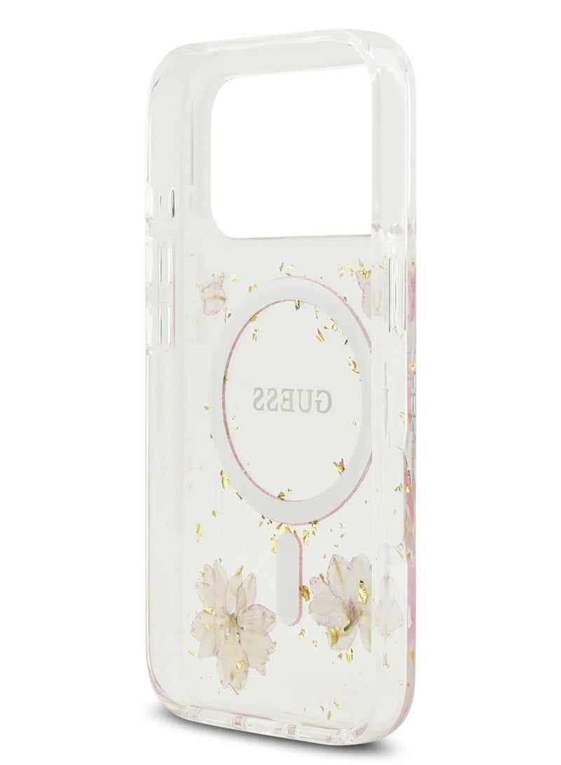 GUESS iPhone 17 Pro Max MagSafe Case / Reisn Case Cover With Flowers & Glitter Pattern - Pink - Image 5