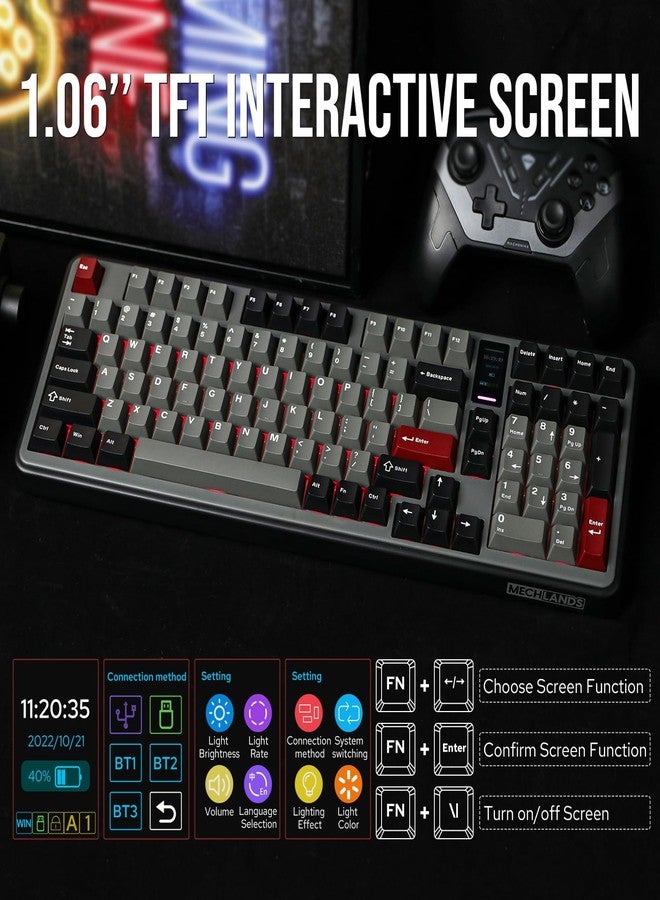 MechLands Vibe99 Wireless Gaming Keyboard with 1.06 Inch Screen, 100 Keys Gasket Mechanical Keyboard, Hot Swappable Creamy Keyboard with BT5.0/2.4GHz/USB-C, 5-Layer Padding, RGB, NKRO (Black) - Image 4