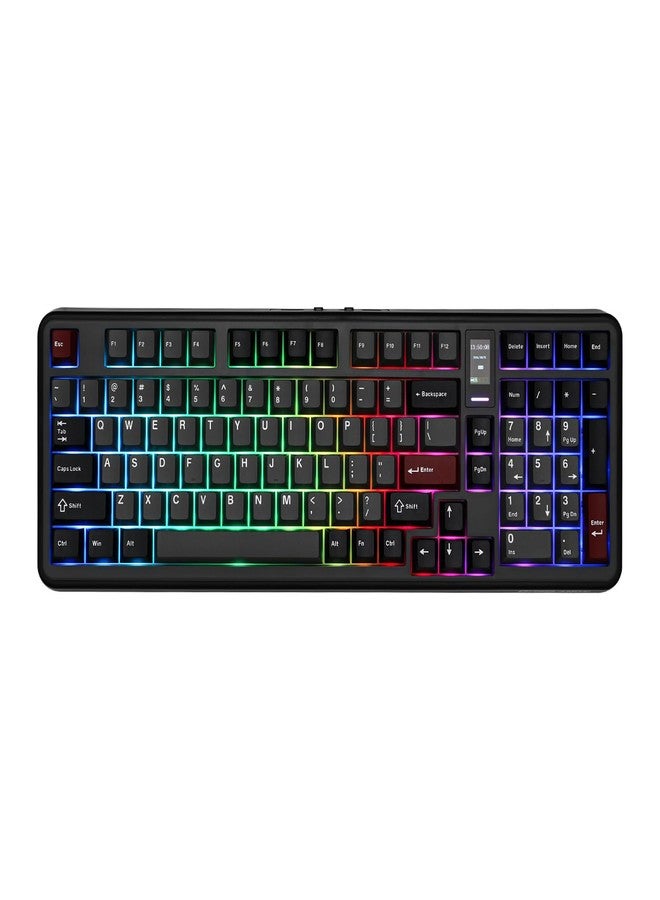MechLands Vibe99 Wireless Gaming Keyboard with 1.06 Inch Screen, 100 Keys Gasket Mechanical Keyboard, Hot Swappable Creamy Keyboard with BT5.0/2.4GHz/USB-C, 5-Layer Padding, RGB, NKRO (Black) - Image 1