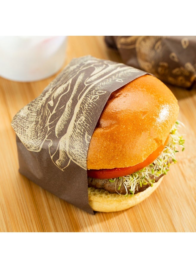 Restaurantware 12 x 12 Inch Deli Papers, 200 Durable Sandwich Wrapping Papers - Greaseproof, Microwavable, Black Kraft Paper Food Basket Liners, For Restaurants, Picnics, Or Barbecues  - Image 3