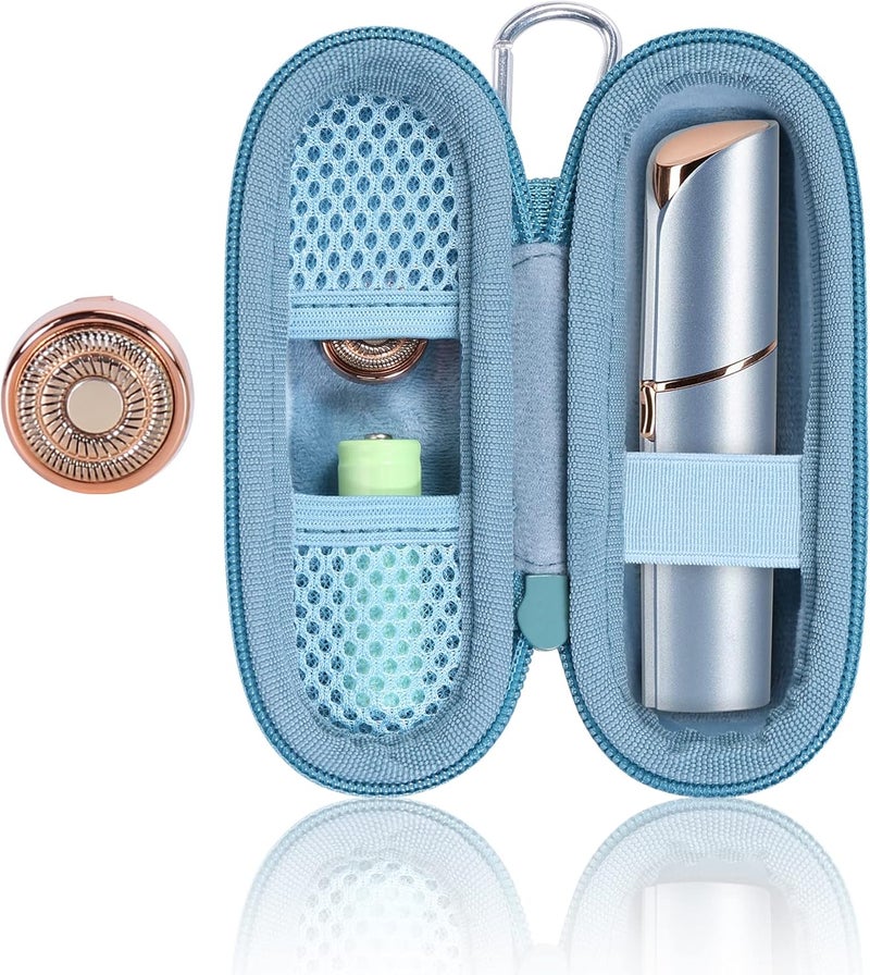 co2CREA Hard Case and Replacement Head Compatible with Finishing Touch Flawless Facial Hair Remover Electric Face Razor Women Parisian Blue Case  Replacement Head