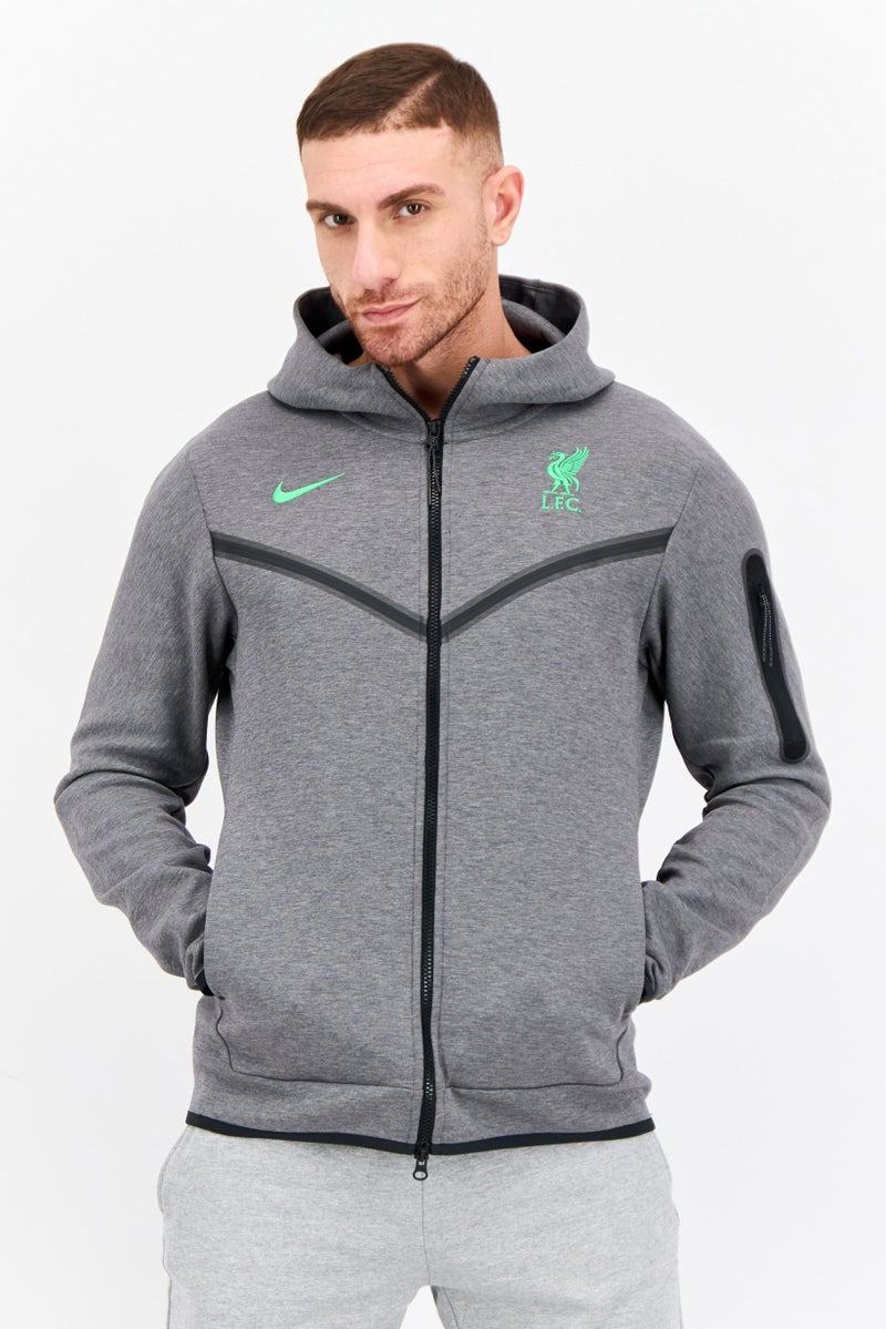 Nike Men Sportswear Fit Long Sleeve Outdoor Hooded Sweatshirt, Grey - Image 1