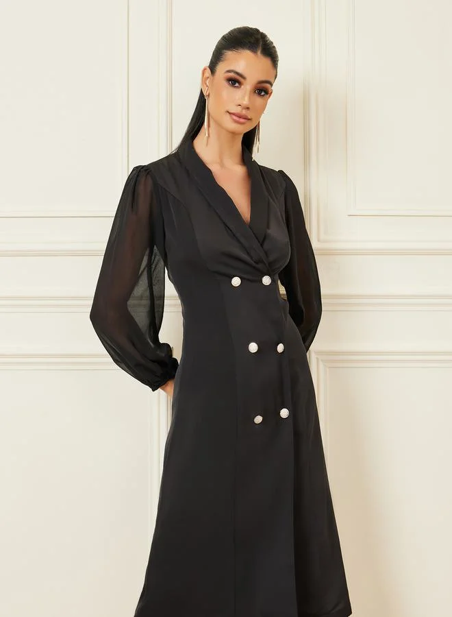 Styli Double Breasted Blazer Midi Dress